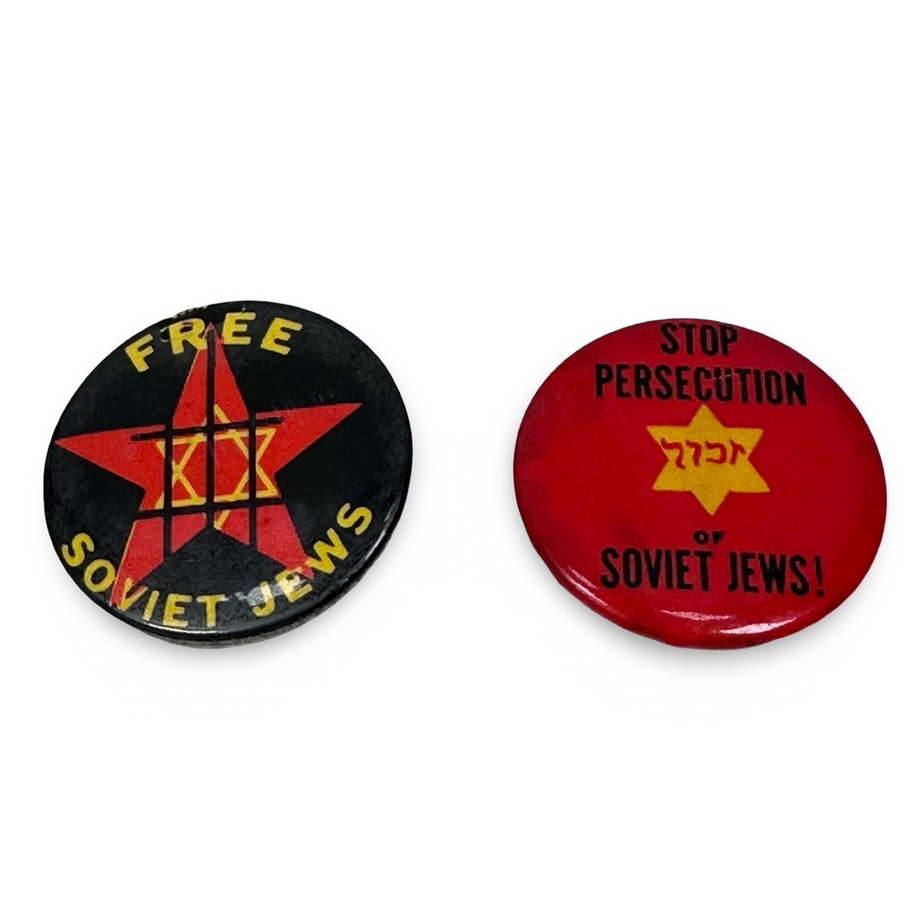 Vintage Free Soviet Jews Stop Persecution Pins Political Protest Buttons 1960s